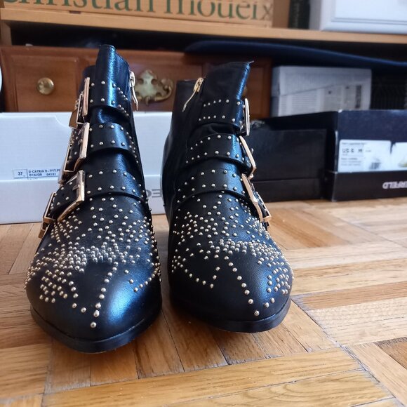 Studded Black leather booties, 37 / 7 NEW - Picture 2 of 7